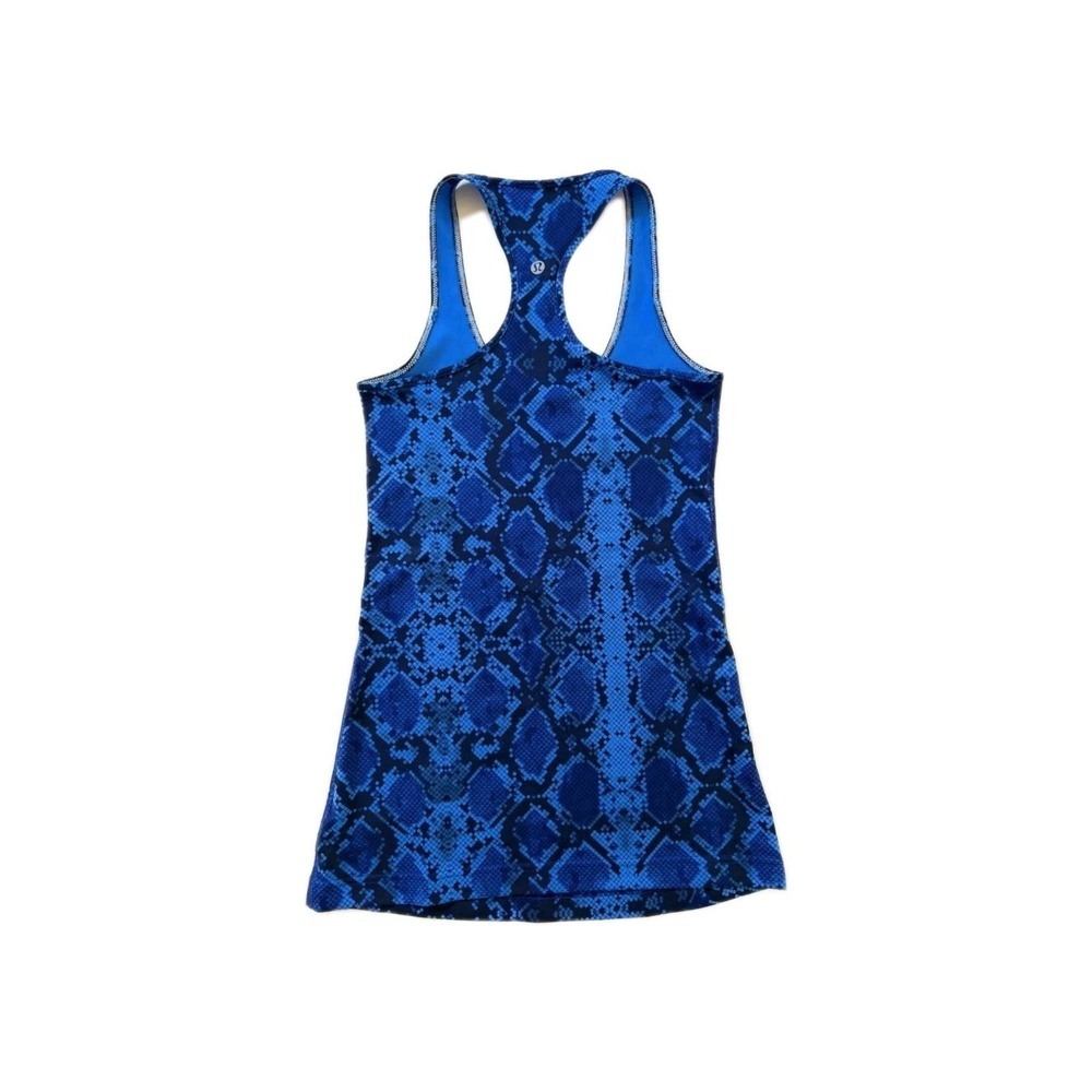 Lululemon Racerback Sapphire Blue Ziggy Snake Tank Top Women Sz S 2/4 #289C - Picture 2 of 5